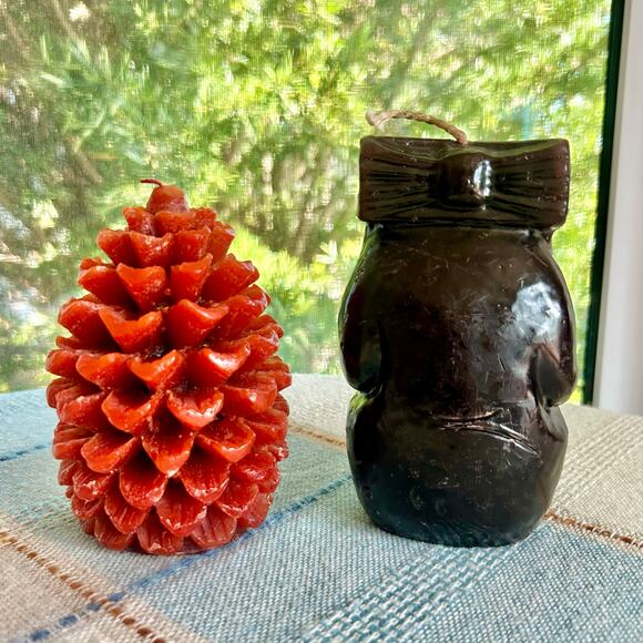 Set of 2 Vintage Novelty Candles Red Pinecone & Brown Tribal Figure Candles - Picture 9 of 15